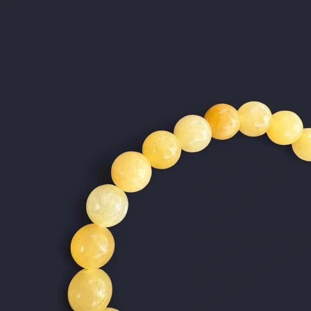 Yellow Calcite Gemstone Bead Bracelet 8mm